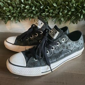 Black Converse with Metallic Roses